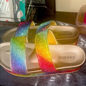 Bamboo Rainbow NWT Glitter Sandals size 7